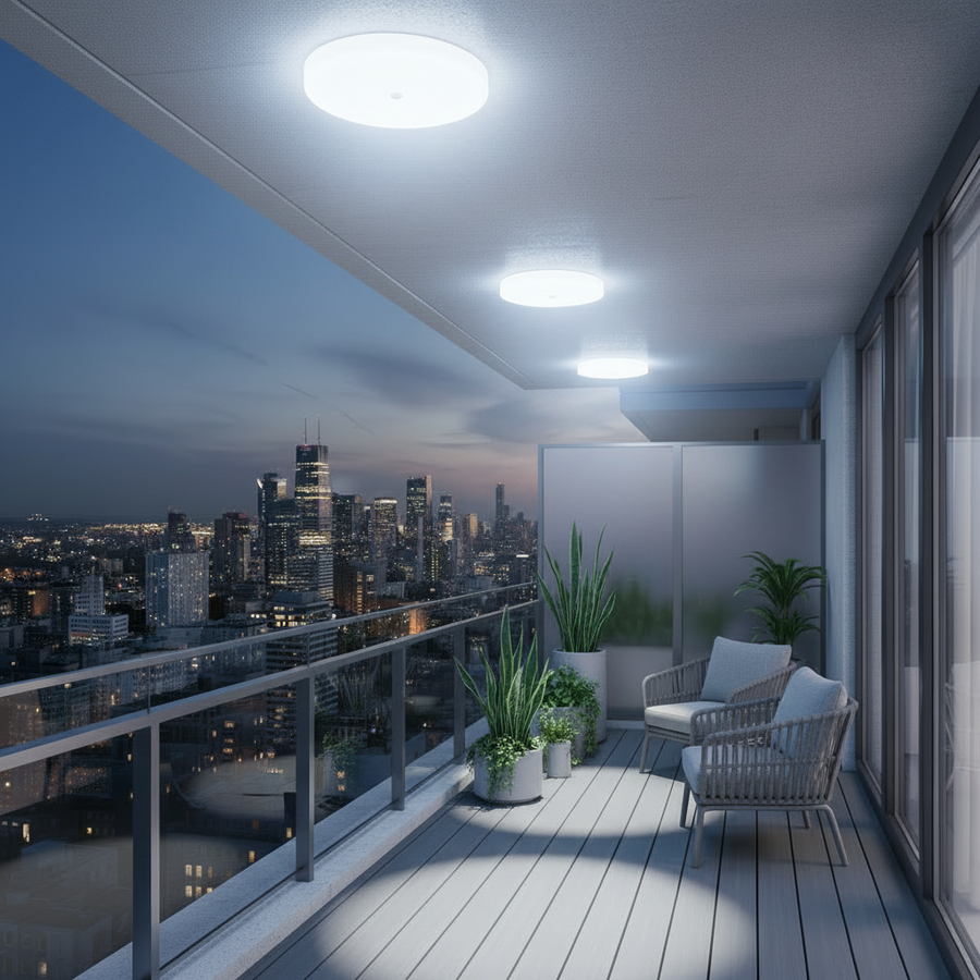 Φωτιστικό οροφής LED PL8001, D22cm, IP44, 8W, Cold Light 6000k, Λευκό