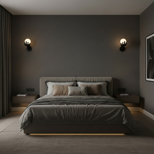 Διακοσμητικό φωτιστικό τοίχου MANO, 15x30cm, 1xE27, Γυαλί και Ρητίνη, Μαύρο