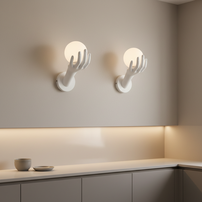 Διακοσμητικό LED φωτιστικό τοίχου MANO, 15x30cm, 1xE27, Γυαλί και Ρητίνη, Λευκό