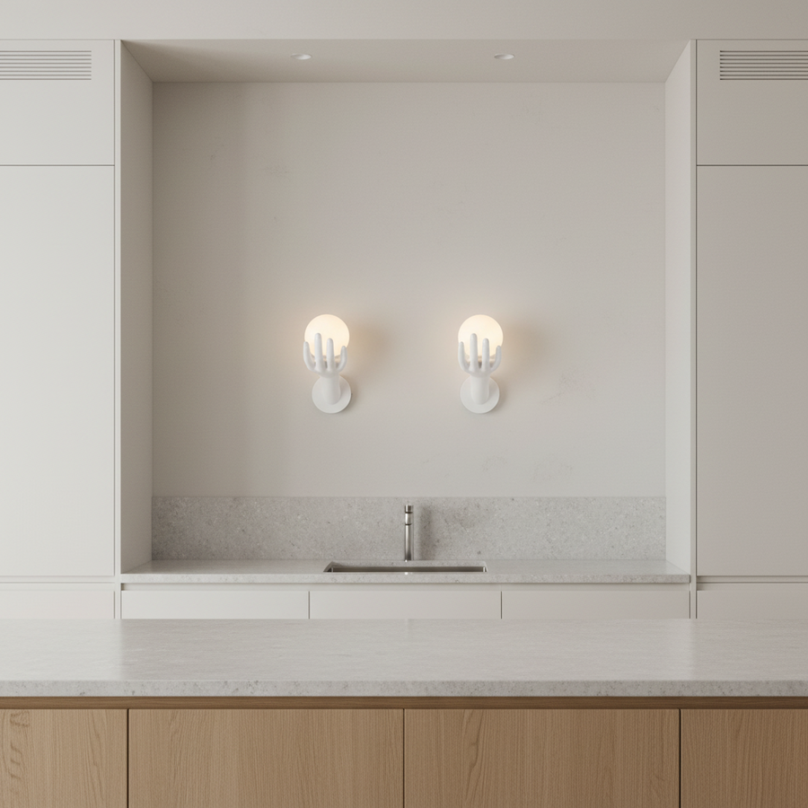 Διακοσμητικό LED φωτιστικό τοίχου MANO, 15x30cm, 1xE27, Γυαλί και Ρητίνη, Λευκό