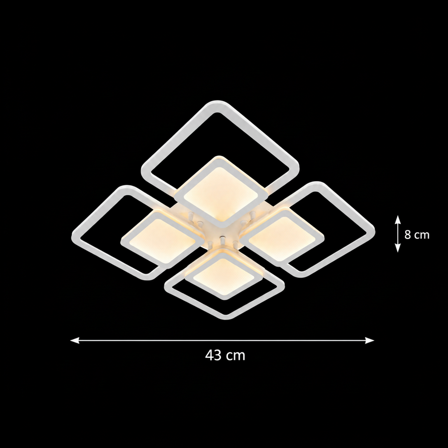Πολυέλαιος LED με τηλεχειριστήριο SUSAN 96W, 4 τετράγωνα, κρύο/θερμό/ουδέτερο φως, ρυθμιζόμενο, λευκός πολυέλαιος LED με τηλεχειριστήριο Προεπιλεγμένος τίτλος Alessandro Design