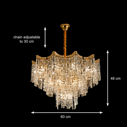 Κρυστάλλινος πολυέλαιος VETRA Magno 10xE14, D60 cm, Χρυσός, Ρυθμιζόμενο Ύψος, Μέταλλο και Κρύσταλλο