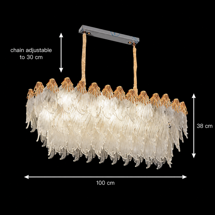 Κρυστάλλινος πολυέλαιος MURANO Supremo 10xE14, 100x40 cm, χρυσός, ρυθμιζόμενο ύψος, μέταλλο και κρύσταλλο
