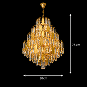 Crystal Chandelier TIER Eleganza 10xE14, D50 cm, Χρυσό, Ρυθμιζόμενο Ύψος, Metal and Crystal Crystal Chandeliers Προεπιλεγμένος τίτλος Alessandro Design