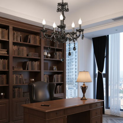 Crystal Chandelier ALNWICK Eleganza, 5xE14, Διάμετρος 48cm, Μαύρο, Ρυθμιζόμενο ύψος Classic Chandeliers Προεπιλεγμένος τίτλος Alessandro Design