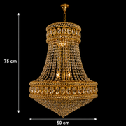 Crystal Chandelier EMPIRE Eleganza 10xE14, D50 cm, Χρυσό, Ρυθμιζόμενο Ύψος, Metal and Crystal Crystal Chandeliers Προεπιλεγμένος τίτλος Alessandro Design