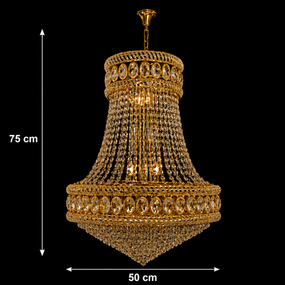 Crystal Chandelier EMPIRE Eleganza 10xE14, D50 cm, Χρυσό, Ρυθμιζόμενο Ύψος, Metal and Crystal Crystal Chandeliers Προεπιλεγμένος τίτλος Alessandro Design