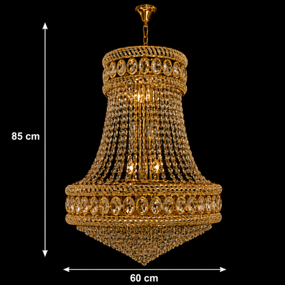 Crystal Chandelier EMPIRE Magno 10xE14, D60 cm, Χρυσό, Ρυθμιζόμενο ύψος, Μεταλλικοί και Κρυστάλλινοι Πολυέλαιοι Προεπιλεγμένος τίτλος Alessandro Design