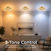 Πολυέλαιος LED με Τηλεχειριστήριο LINEX, 81W, Light 3000K/4000K/6000K, Dimmable, Gold LED Chandeliers with Remote Control Προεπιλεγμένος τίτλος Alessandro Design