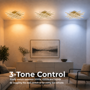 Πολυέλαιος LED με Τηλεχειριστήριο LINEX, 108W, Light 3000K/4000K/6000K, Dimmable, Gold πολυέλαιοι LED με τηλεχειριστήριο Προεπιλεγμένος τίτλος Alessandro Design