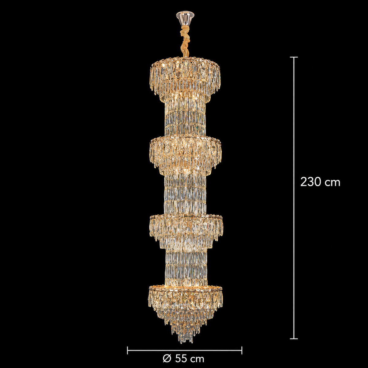 Crystal Chandelier IMPERIUM 45xE14, D55 cm, Gold, Ρυθμιζόμενο ύψος, Metal and Crystal Crystal Chandeliers Προεπιλεγμένος τίτλος Alessandro Design