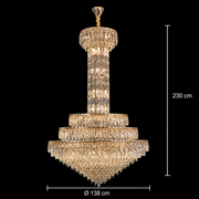 Crystal Chandelier GRAND 87xE14, D138 cm, Gold, Ρυθμιζόμενο Ύψος, Metal and Crystal Crystal Chandeliers Προεπιλεγμένος τίτλος Alessandro Design