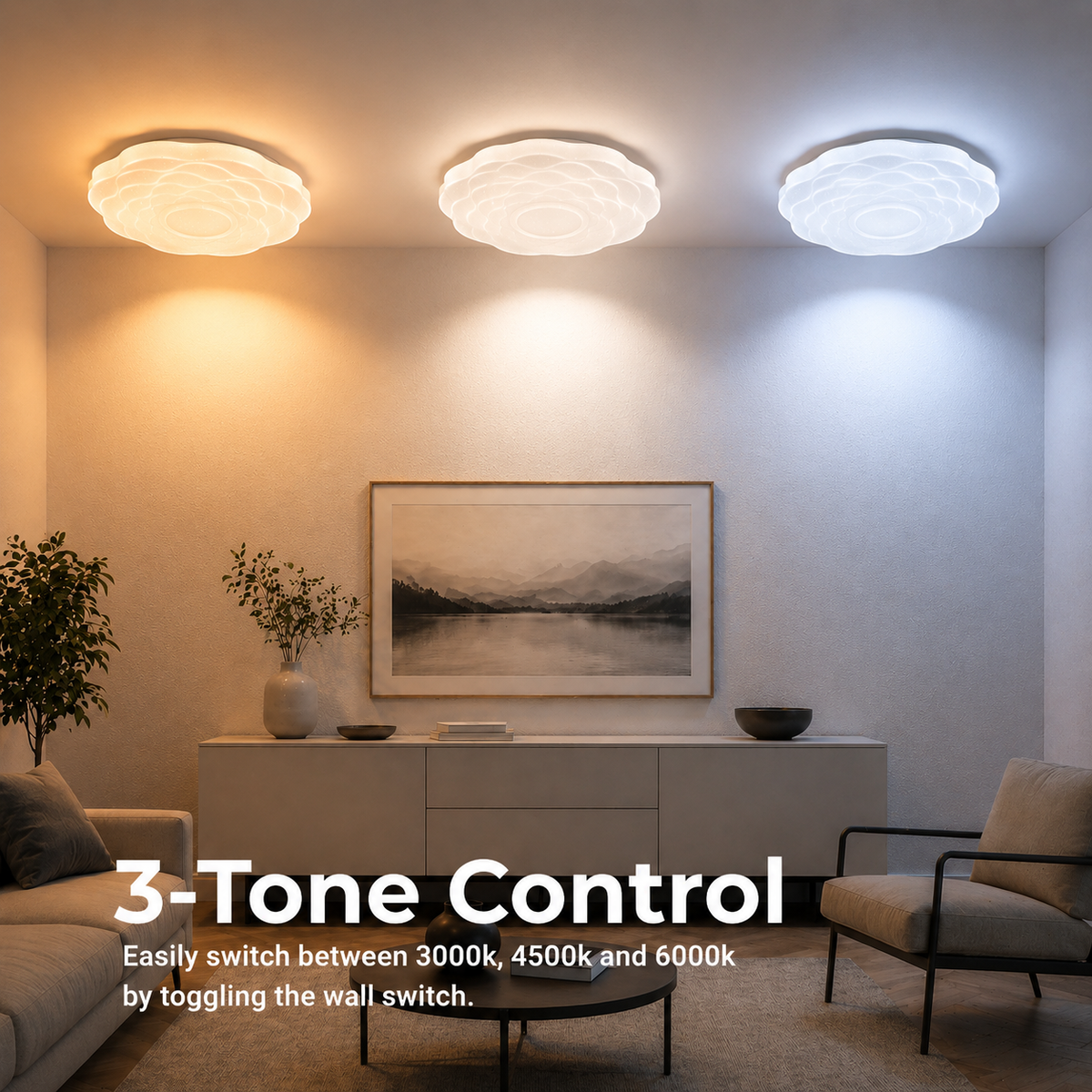 Φωτιστικό οροφής LED λουλουδιών 35 cm, 32W, 3000K / 4000K / 6000K, Λευκά, μεταλλικά και ακρυλικά φωτιστικά οροφής LED Προεπιλεγμένος τίτλος Alessandro Design