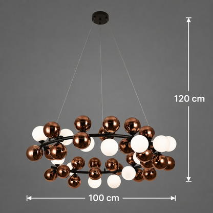 Κρεμαστός πολυέλαιος BARRO Supremo, D100cm, 14x G9, Ροζ χρυσός, μέταλλο και γυαλί