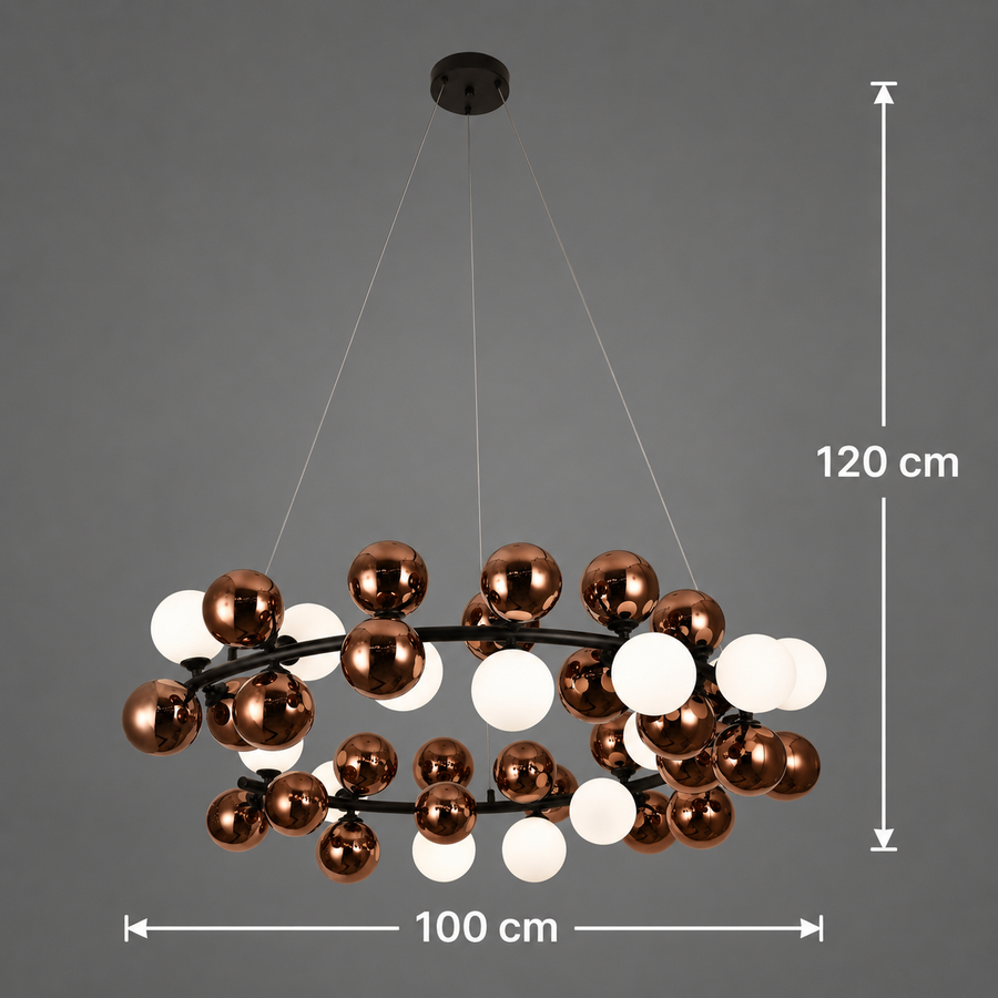 Κρεμαστός πολυέλαιος BARRO Supremo, D100cm, 14x G9, Ροζ χρυσός, μέταλλο και γυαλί