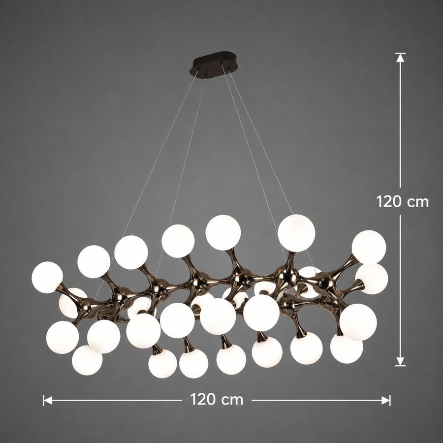 Κρεμαστός πολυέλαιος ELEKTRA Grande, Ø120cm, 20xG9, Χρυσός, Μέταλλο και Γυαλί