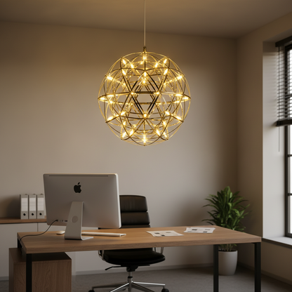 Μοντέρνος πολυέλαιος LED WELD Nobile, 18W, Warm Light 3000K, Διάμετρος 40cm, Ρυθμιζόμενο ύψος, Γυαλιστερό Chrome
