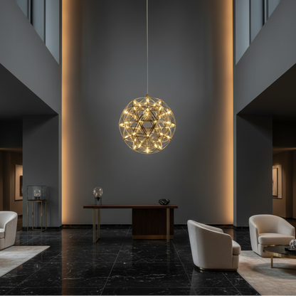 Μοντέρνος πολυέλαιος LED WELD Magno, 18W, Warm Light 3000K, Διάμετρος 50cm, Ρυθμιζόμενο ύψος, Γυαλιστερό Chrome