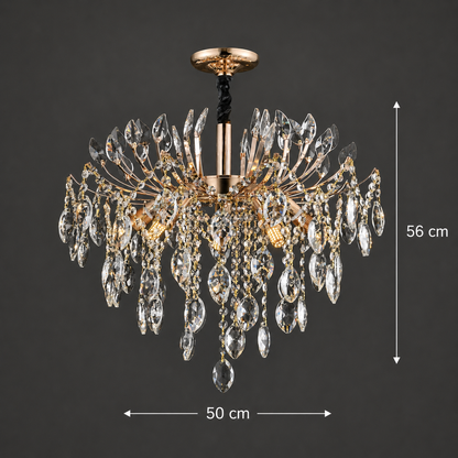 Πολυέλαιος Crystal PALERMO Elegance 5xE14, Διάμετρος 50cm, Χρυσός
