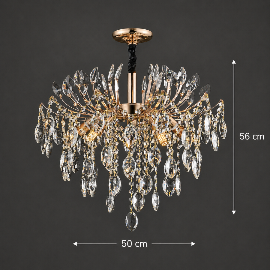 Πολυέλαιος Crystal PALERMO Elegance 5xE14, Διάμετρος 50cm, Χρυσός