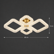 Πολυέλαιος LED RENATO Elegance με τηλεχειριστήριο και κρύσταλλο, 73W, 4 τετράγωνα, κρύο/θερμό/ουδέτερο φως, ρυθμιζόμενο, χρυσό