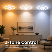 Πολυέλαιος LED MOND Elegance με τηλεχειριστήριο και κρύσταλλο, 72W, 4 τετράγωνα, κρύο/θερμό/ουδέτερο φως, ρυθμιζόμενο, λευκό