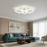 Πολυέλαιος LED MOND Elegance με τηλεχειριστήριο και κρύσταλλο, 72W, 4 τετράγωνα, κρύο/θερμό/ουδέτερο φως, ρυθμιζόμενο, λευκό
