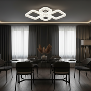 Πολυέλαιος LED MOND Elegance με τηλεχειριστήριο και κρύσταλλο, 72W, 4 τετράγωνα, κρύο/θερμό/ουδέτερο φως, ρυθμιζόμενο, λευκό