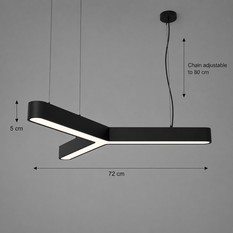 Κρεμαστός πολυέλαιος LED ANGLE, Ø72cm, 25W, Ρυθμιζόμενο ύψος, Cold Light 6000K, Μαύρο, Μεταλλικό και Ακρυλικό