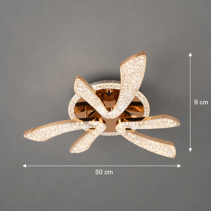 Πολυέλαιος LED CHARM Elegance με τηλεχειριστήριο και κρύσταλλο, 44W, Ø50cm, 3 πηγές, Κρύο/Ζεστό/Ουδέτερο φως, Ρυθμιζόμενο, Χρυσό