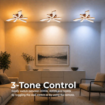 Πολυέλαιος LED CHARM Elegance με τηλεχειριστήριο και κρύσταλλο, 44W, Ø50cm, 3 πηγές, Κρύο/Ζεστό/Ουδέτερο φως, Ρυθμιζόμενο, Χρυσό