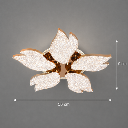 Πολυέλαιος BLUME Magno LED με τηλεχειριστήριο και κρύσταλλο, 79W, 5 πηγές, Κρύο/Θερμό/Ουδέτερο φως, Ρυθμιζόμενο, Χρυσό