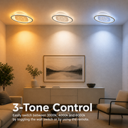 Πολυέλαιος LED με τηλεχειριστήριο VOLTA 96W, Οβάλ, Κρύο/Ζεστό/Ουδέτερο φως, Ρυθμιζόμενο, Μαύρο