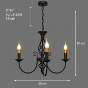 Πολυέλαιος ANJOUX Elegance, 3xE14, Διάμετρος 50cm, Μαύρος, Ρυθμιζόμενο ύψος, Μεταλλικός
