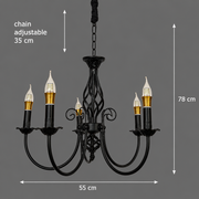 Πολυέλαιος ANJOUX Magno, 5xE14, Διάμετρος 55cm, Μαύρος, Ρυθμιζόμενο ύψος, Μεταλλικός