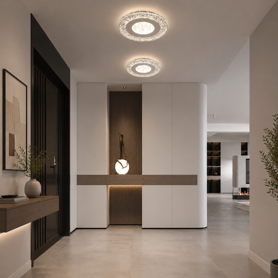 SHARIN LED Πολυέλαιος, 18W, Διάμετρος 19cm, Ζεστό/Ουδέτερο/Ψυχρό φως, Λευκό, Μεταλλικό και Ακρυλικό