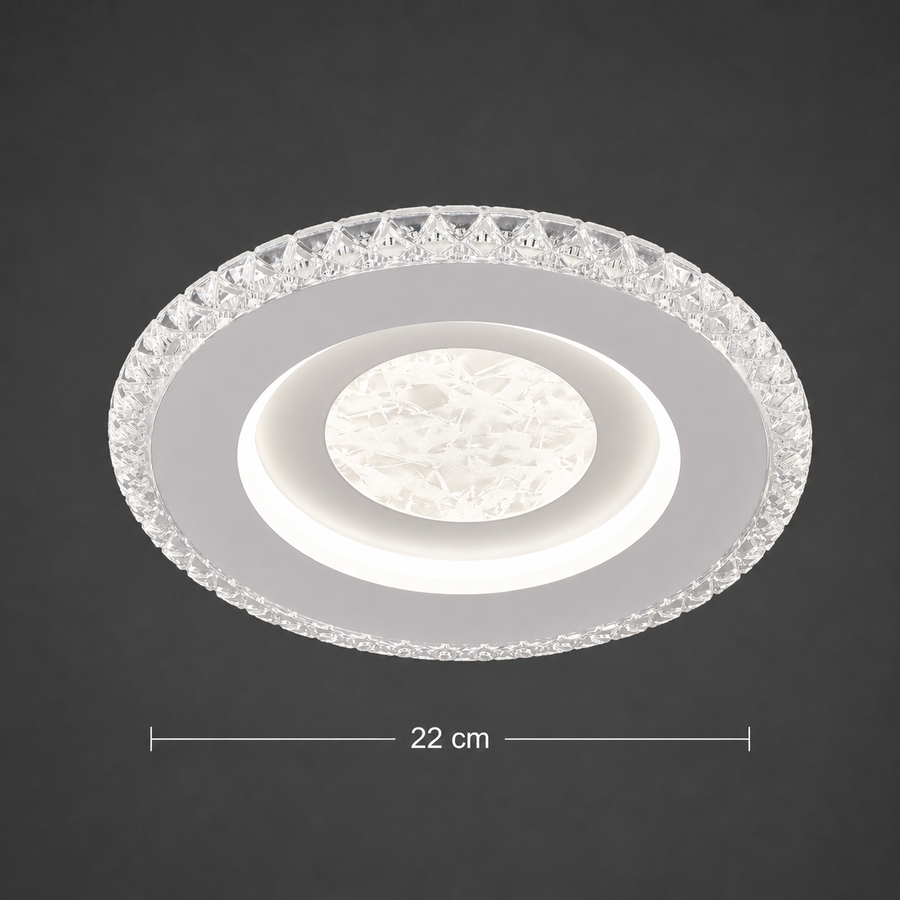 Πολυέλαιος ALAJA LED, 33W, Διάμετρος 22cm, Ζεστό/Ουδέτερο/Ψυχρό φως, Λευκό, Μεταλλικό και Ακρυλικό