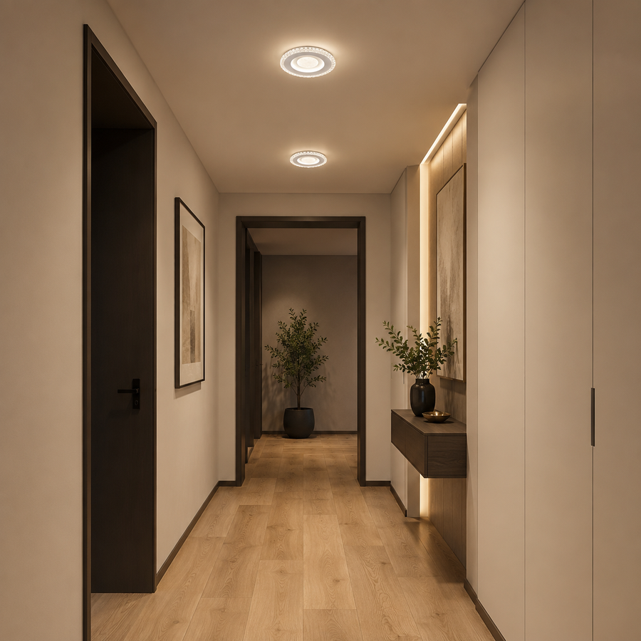 Πολυέλαιος ALAJA LED, 33W, Διάμετρος 22cm, Ζεστό/Ουδέτερο/Ψυχρό φως, Λευκό, Μεταλλικό και Ακρυλικό