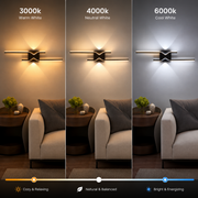 FENG Διακοσμητικό φωτιστικό τοίχου LED, 19W, 60cm, Ζεστό / Ουδέτερο / Ψυχρό φως, Μαύρο, Μεταλλικό και Ακρυλικό