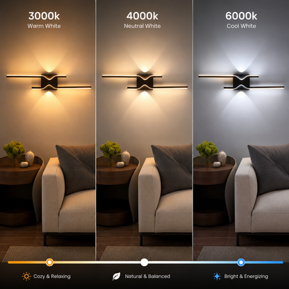 FENG Διακοσμητικό φωτιστικό τοίχου LED, 19W, 60cm, Ζεστό / Ουδέτερο / Ψυχρό φως, Μαύρο, Μεταλλικό και Ακρυλικό