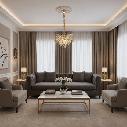 Crystal Chandelier MONARCH Nobile 3xE14, Διάμετρος 40cm, Ύψος 35cm, Γυαλιστερό Χρυσό, Ρυθμιζόμενο Ύψος, Κομψή σχεδίαση