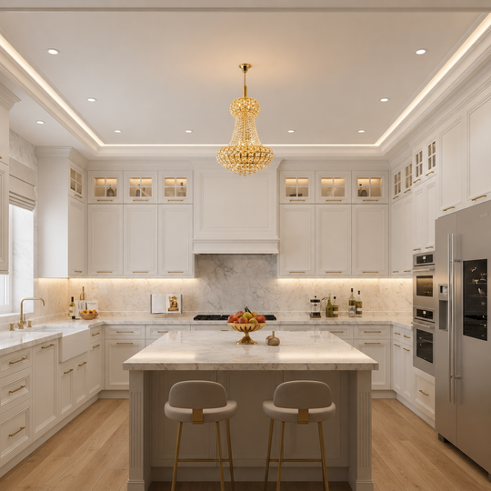 Crystal Chandelier CASTRUM Nobile 5xE14, D40 cm, Χρυσό, Ρυθμιζόμενο Ύψος, Μέταλλο και Κρύσταλλο