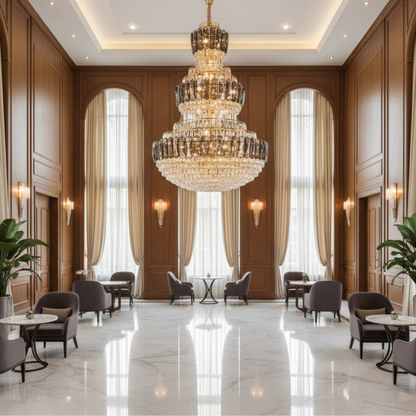 VELIOR Supremo Crystal Chandelier 40xE14, D100 cm, Χρυσό, Ρυθμιζόμενο Ύψος, Μέταλλο και Κρύσταλλο