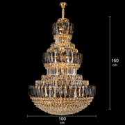 VELIOR Supremo Crystal Chandelier 40xE14, D100 cm, Χρυσό, Ρυθμιζόμενο Ύψος, Μέταλλο και Κρύσταλλο