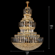 Crystal Chandelier TOUR Supremo, 63xE14, D120 cm, Gold and Black, Metal and Crystal