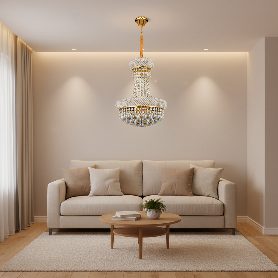 Πολυέλαιος NUVOLA Elegenza Crystal, 12xE14, D50 cm, Χρυσός, Ρυθμιζόμενο ύψος, Μέταλλο και Κρύσταλλο
