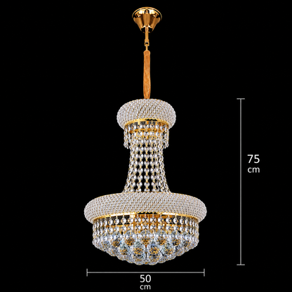 Πολυέλαιος NUVOLA Elegenza Crystal, 12xE14, D50 cm, Χρυσός, Ρυθμιζόμενο ύψος, Μέταλλο και Κρύσταλλο