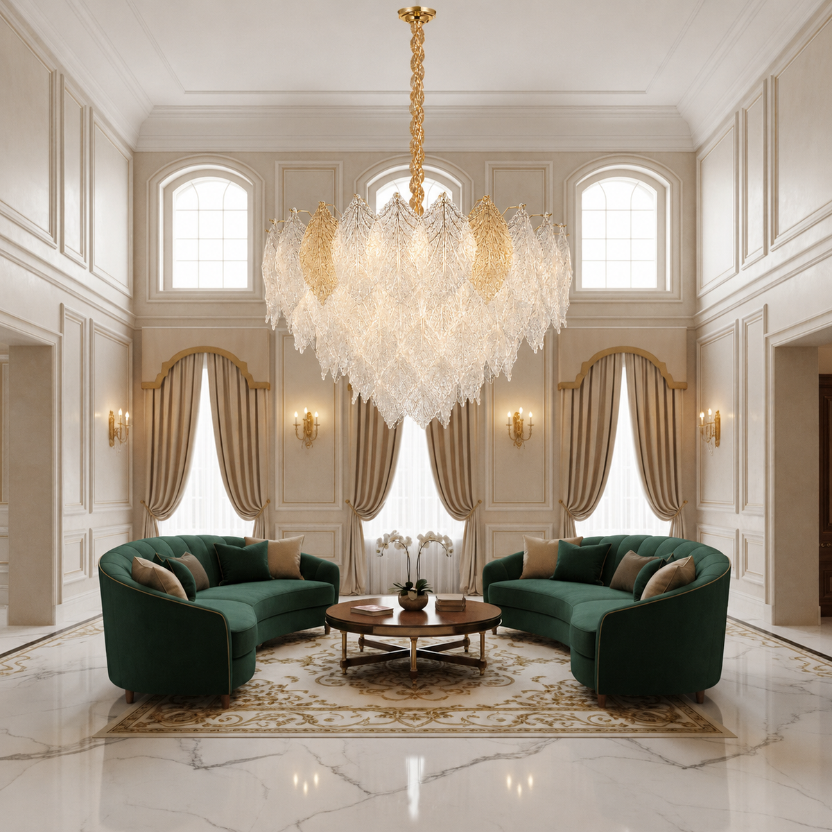 Crystal Chandelier LACE Regalis 21xE14, Διάμετρος 80cm, Ύψος 49cm, Γυαλιστερό χρυσό, Ρυθμιζόμενο ύψος, Κομψή σχεδίαση Crystal Chandelier Προεπιλεγμένος τίτλος Alessandro Design