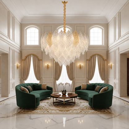 Crystal Chandelier LACE Regalis 21xE14, Διάμετρος 80cm, Ύψος 49cm, Γυαλιστερό χρυσό, Ρυθμιζόμενο ύψος, Κομψή σχεδίαση Crystal Chandelier Προεπιλεγμένος τίτλος Alessandro Design