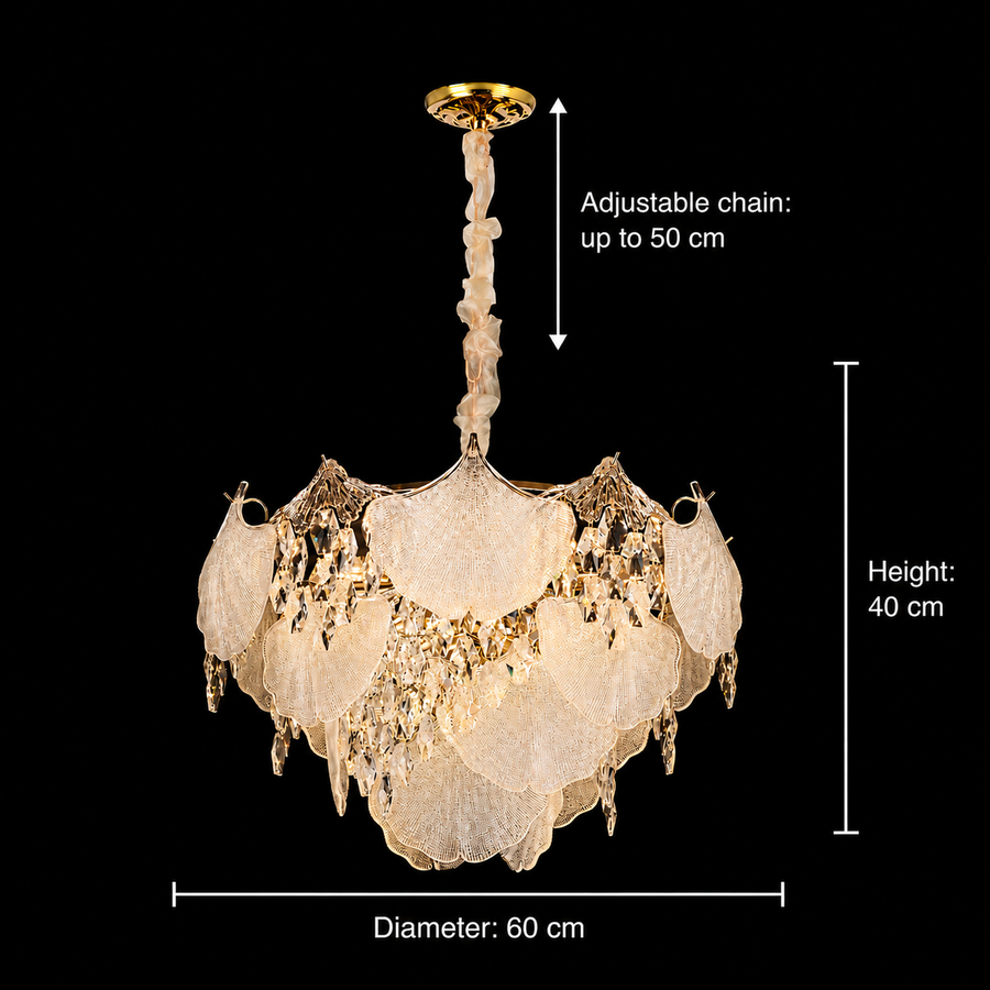 Crystal Chandelier LUXE Magno, 21xE14, Διάμετρος 60cm, Ύψος 40cm, Γυαλιστερό χρυσό, Ρυθμιζόμενο ύψος, Κομψή σχεδίαση Crystal Chandeliers Προεπιλεγμένος τίτλος Alessandro Design